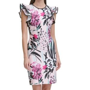 Tommy Hillfiger Flutter Sleeve Floral Cocktail Dress